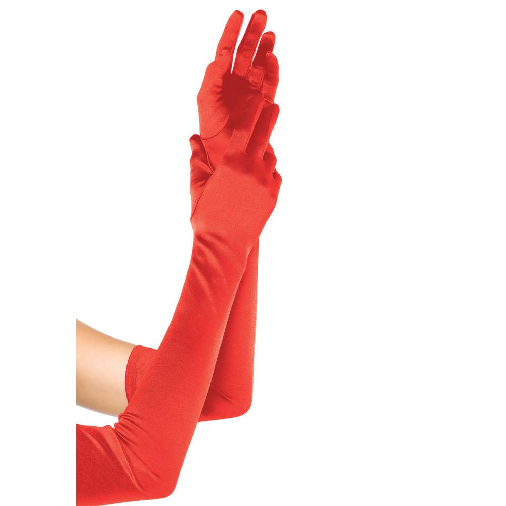 Leg Avenue - Extra Long Satin Gants de costume - Rouge